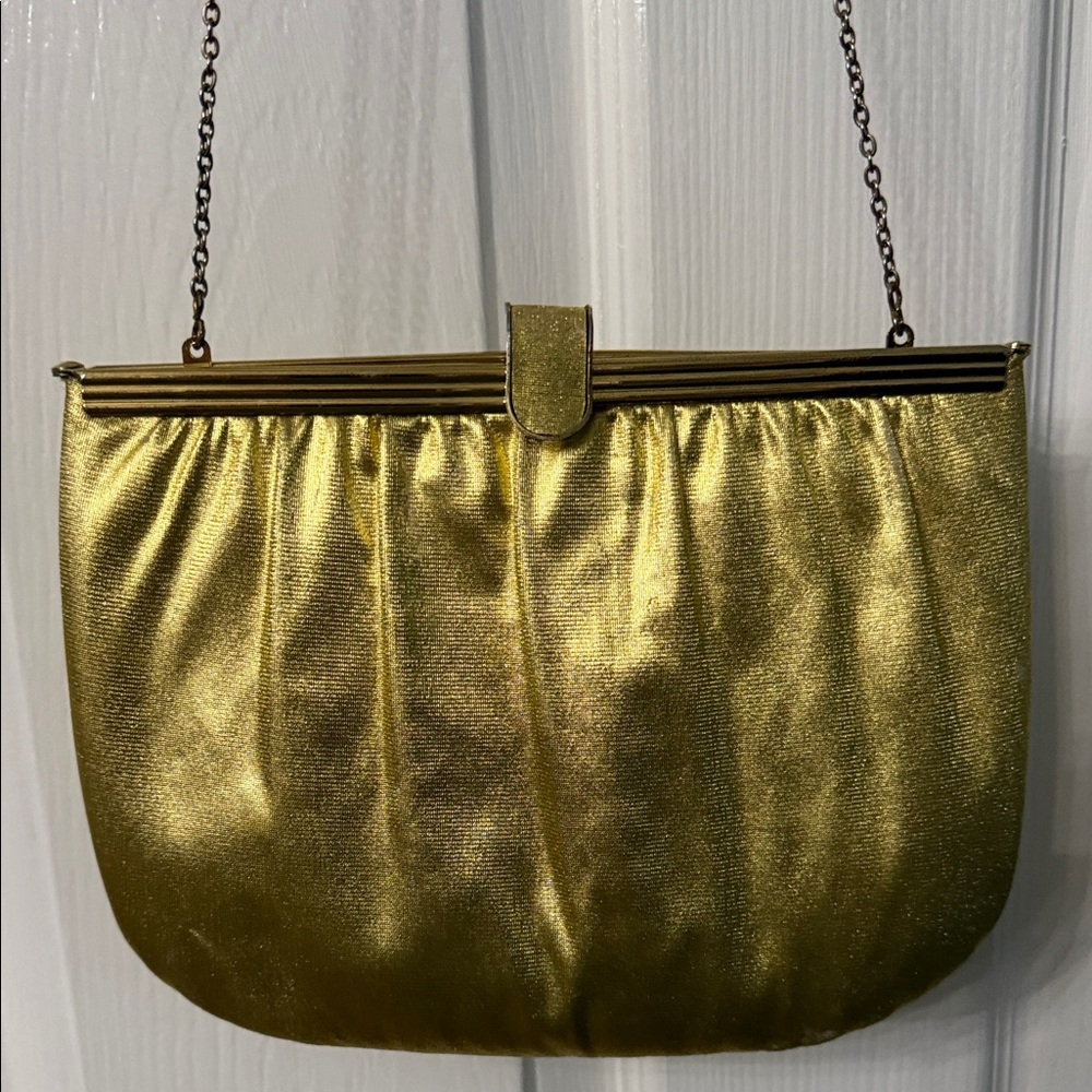 Elegant Metallic Gold Evening Clutch
